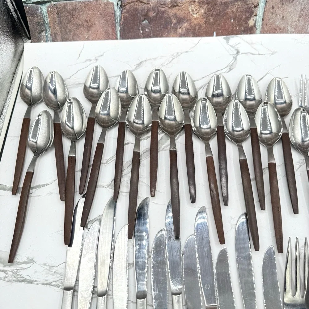 Vintage 50pc Ekco Eterna Canoe Muffin MCM Flatware Set Stainless Japan MCM